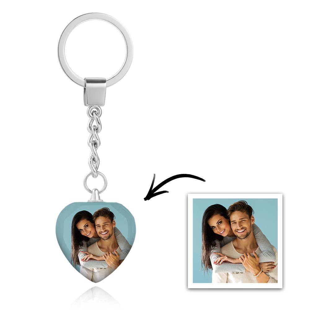 custom love shape crystal keychain with photo