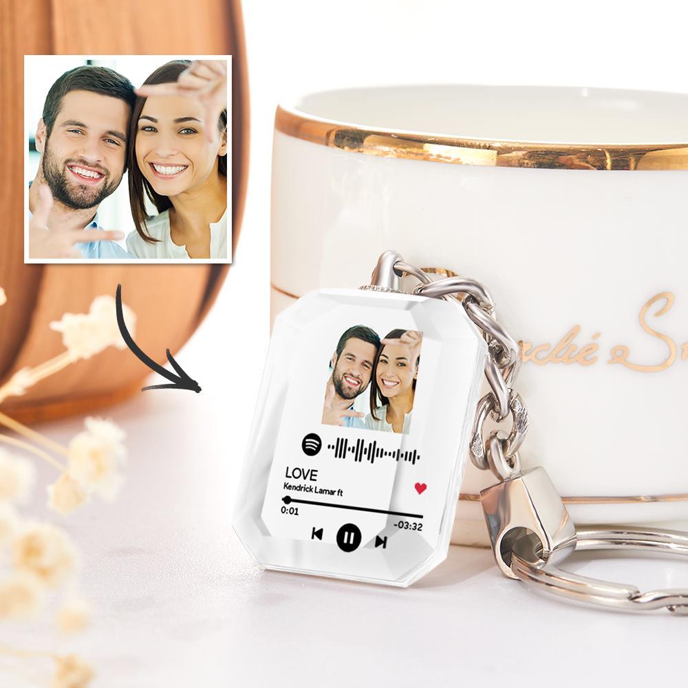 custom scannable spotify crystal keychain with pictures