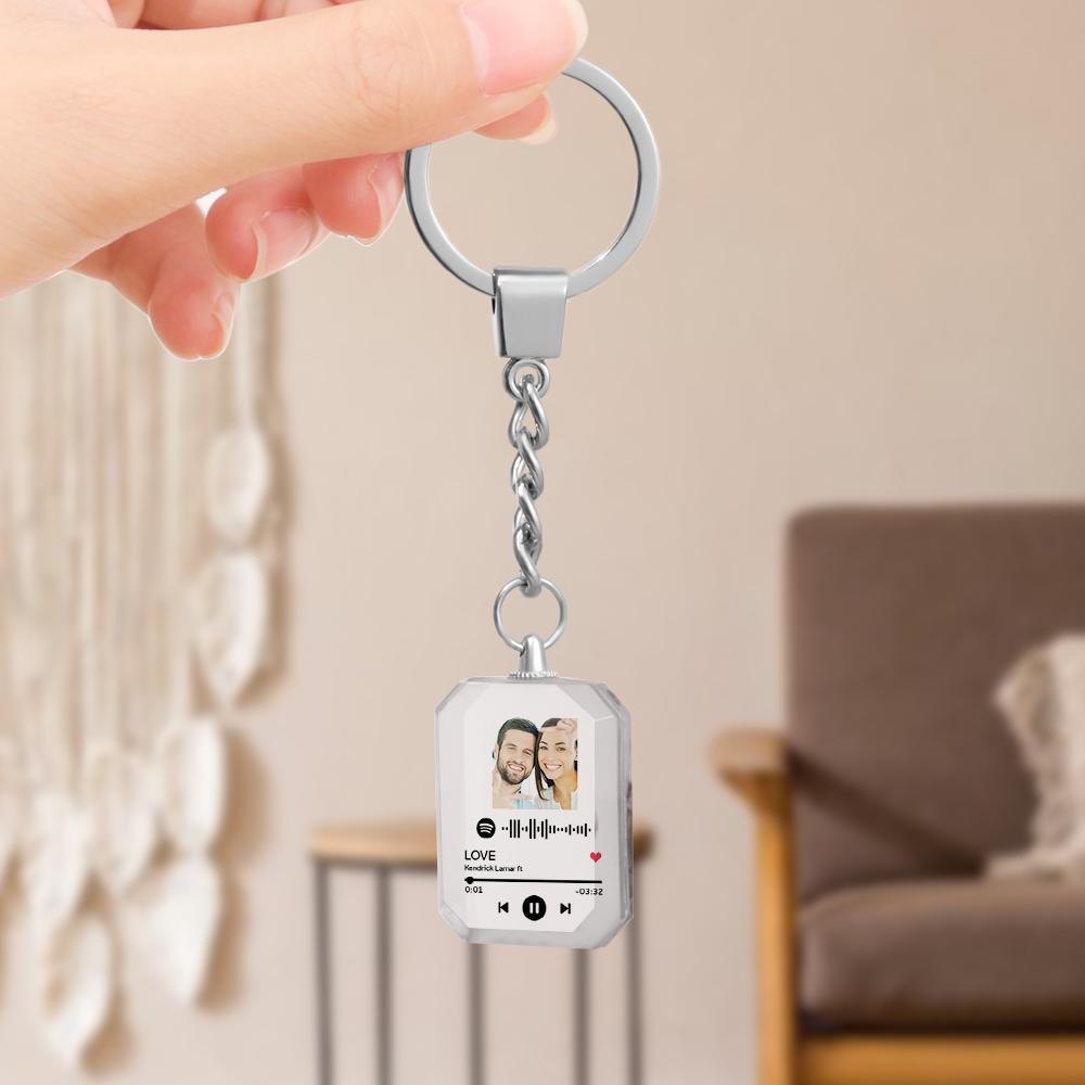 custom scannable spotify crystal keychain with pictures