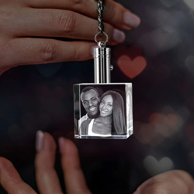 personalized 3d crystal photo keychain square