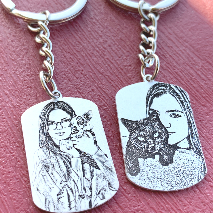 photo engravable stainless steel keychain handmade