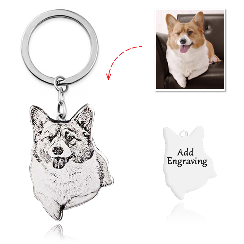 personalized dog photo engraved life like sterling silver keychain