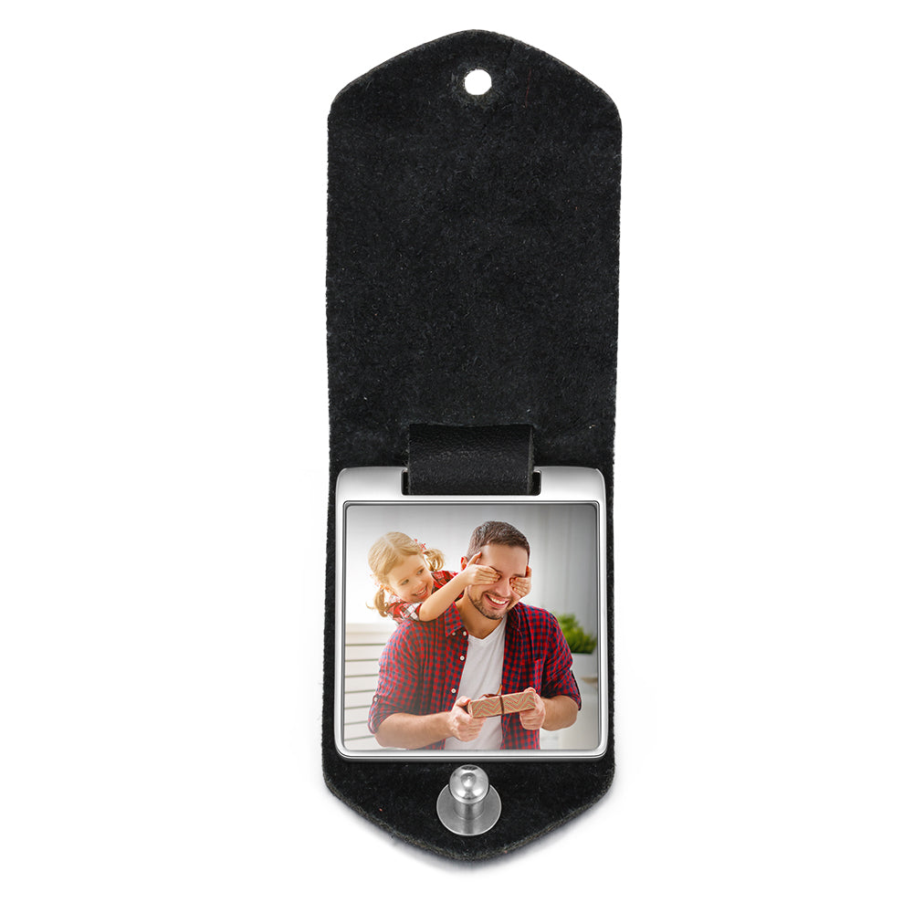 personalized leather photo keychain calendar engraved