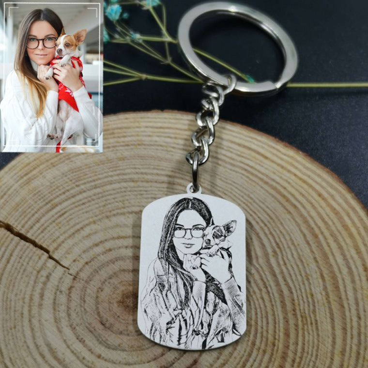 photo engravable stainless steel keychain handmade