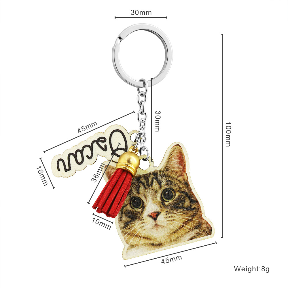 personalized pet photo wooden lifelike keychain dog and cat