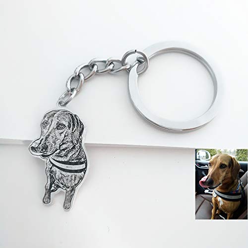 personalized dog photo engraved life like sterling silver keychain