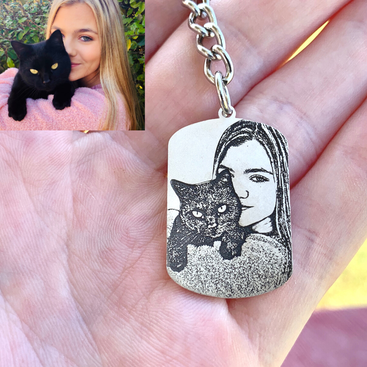 photo engravable stainless steel keychain handmade