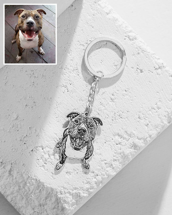 personalized dog photo engraved life like sterling silver keychain