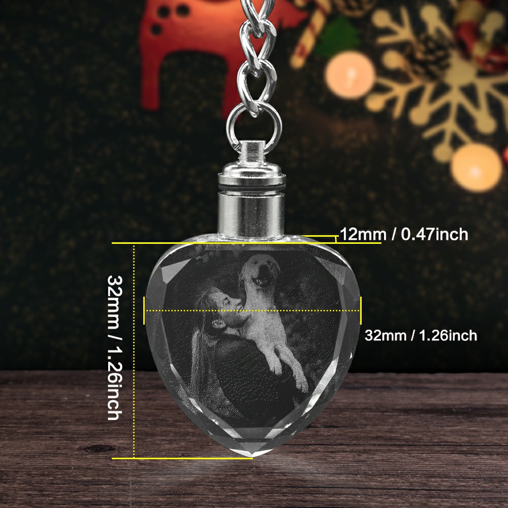 3d crystal laser engraved photo keychain