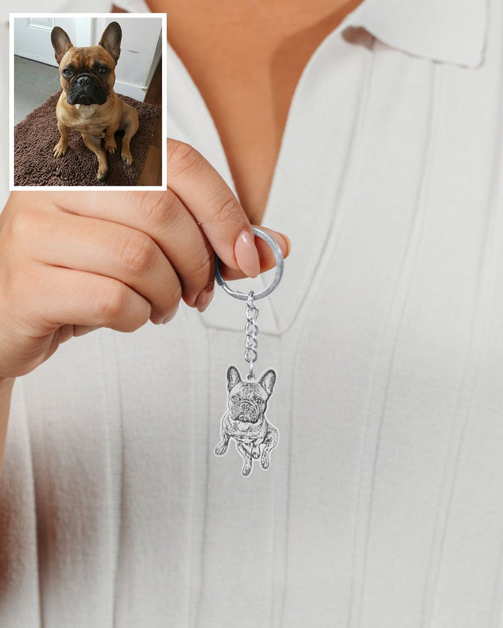 personalized dog photo engraved life like sterling silver keychain