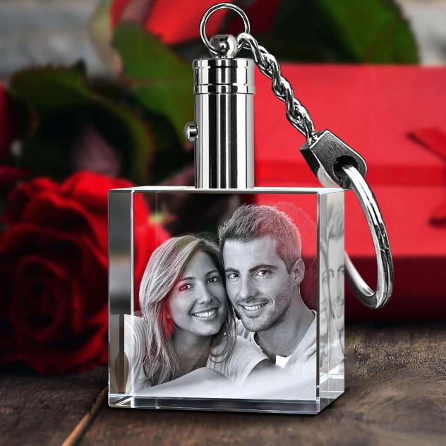 personalized 3d crystal photo keychain square