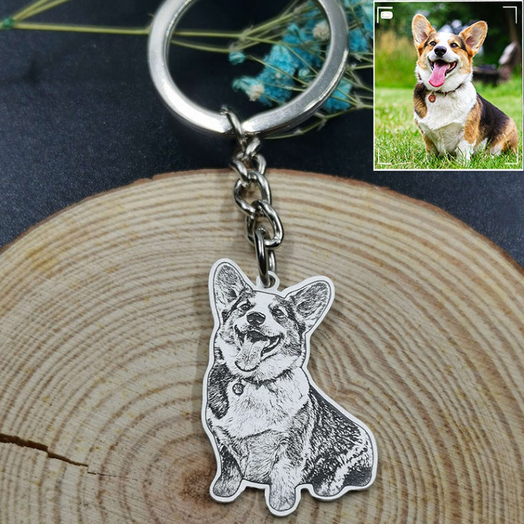 personalized dog photo engraved life like sterling silver keychain