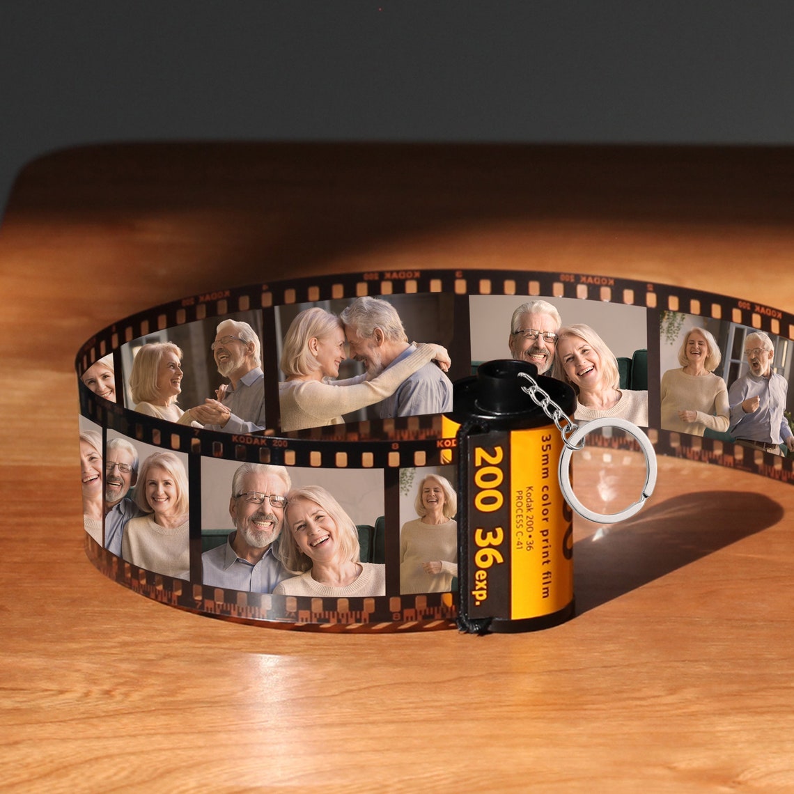 mother's day gifts personalized film roll keychain with text begin and end