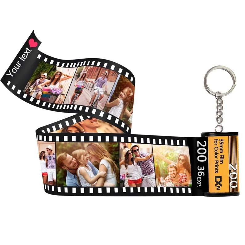 custom love memory photo reel keychain with message