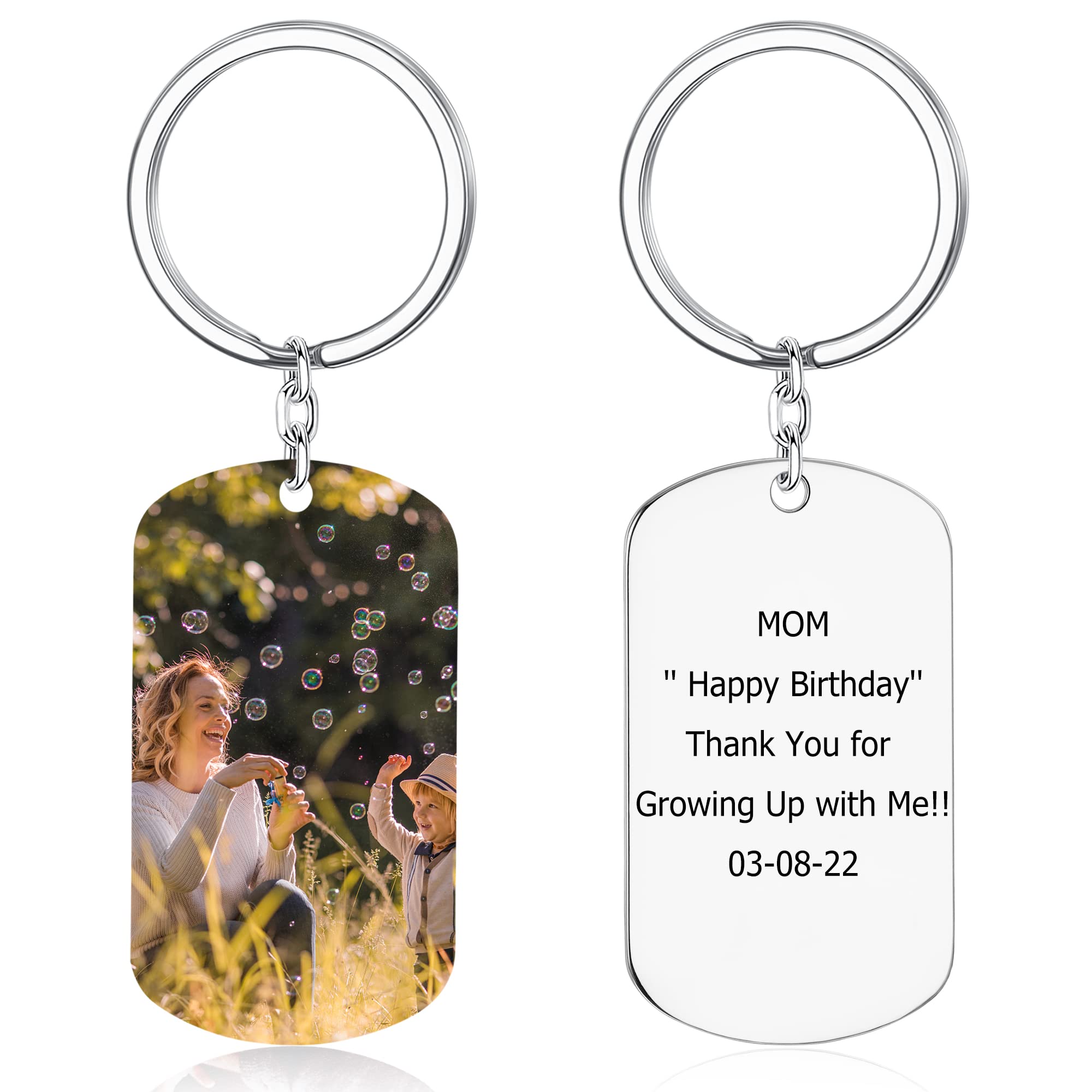 Picture Keychain Laser Engraved Photo and Message