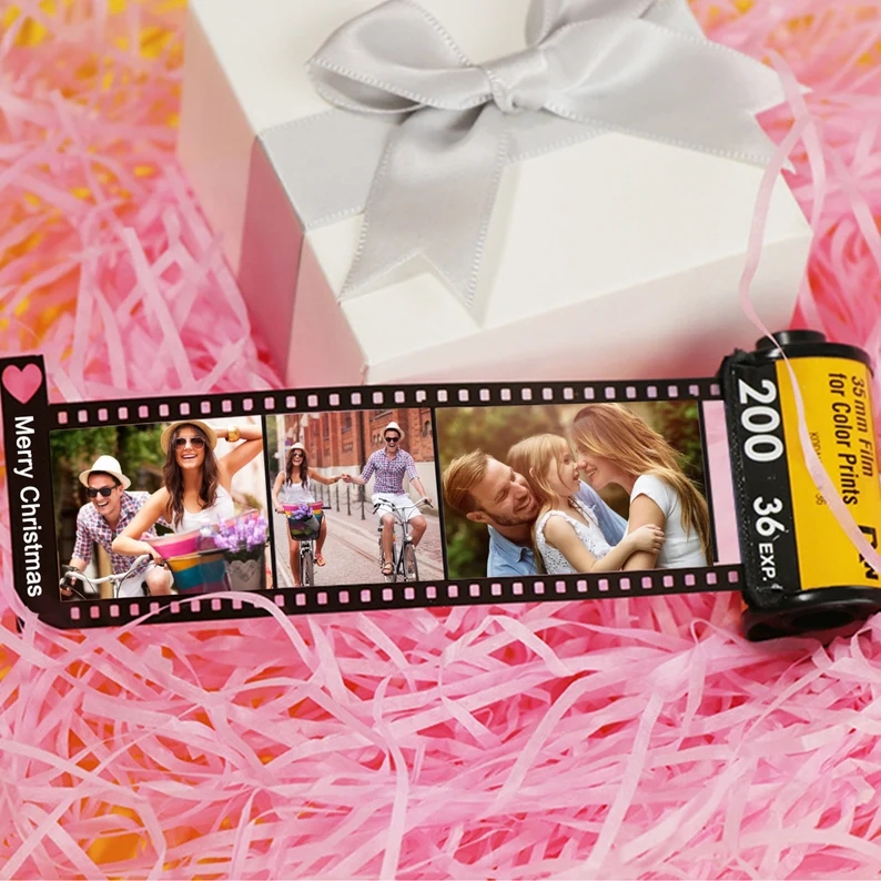 custom love memory photo reel keychain with message