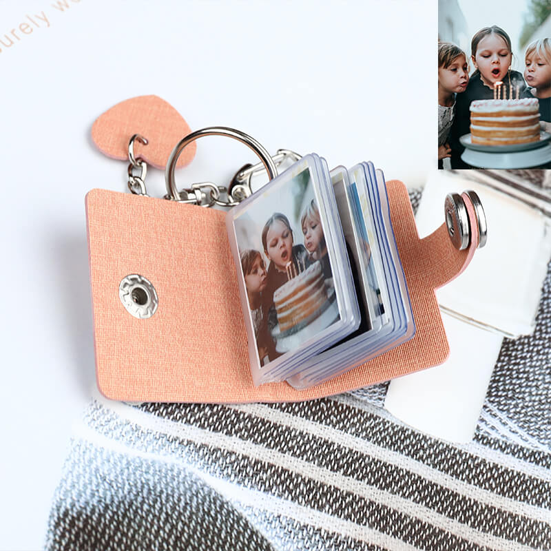 tiny photo album keychain