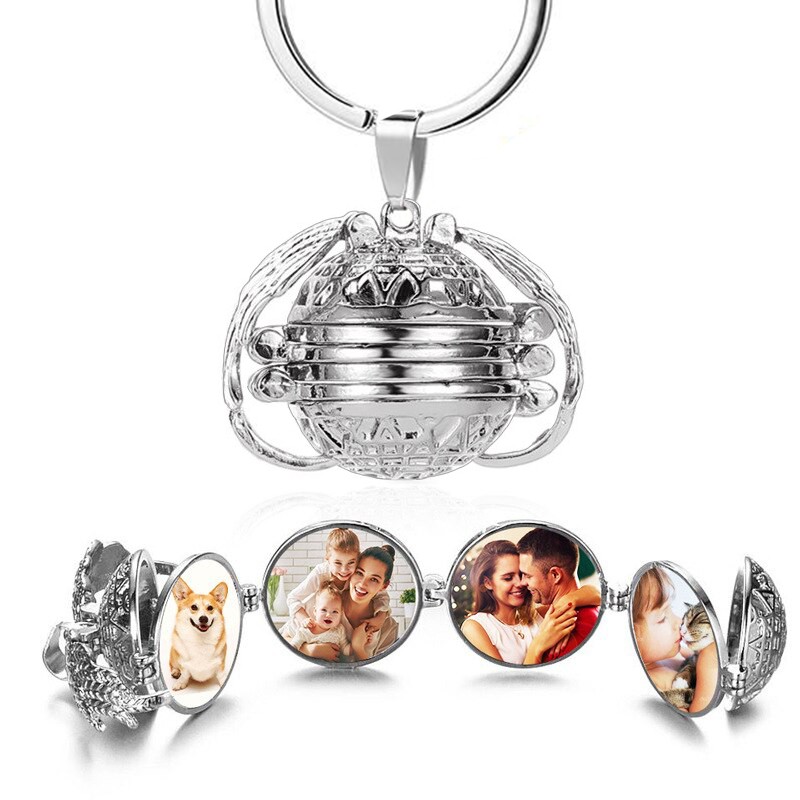 4 photo locket keychain