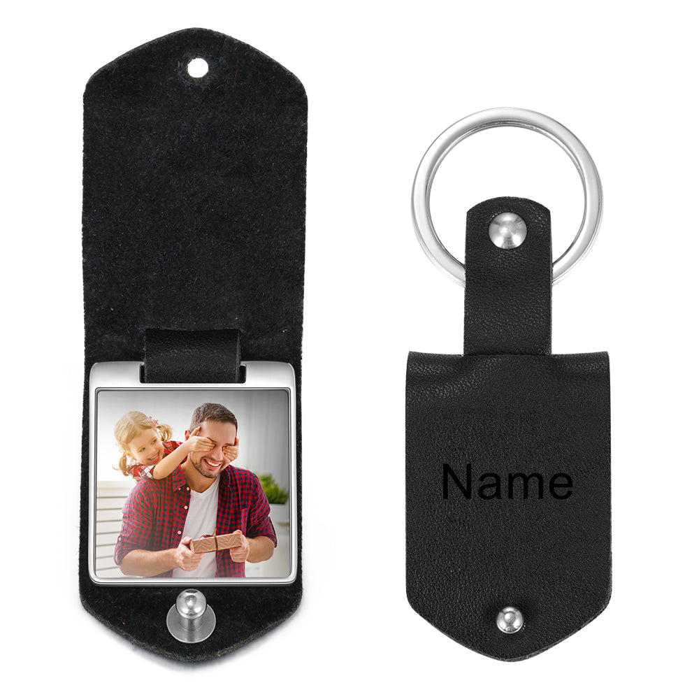 Anniversary Date Keychain for Him premium leather