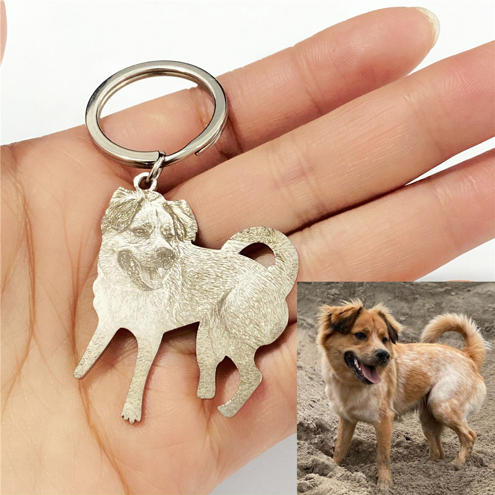 custom dog portrait keychain personalized pet photo keychain