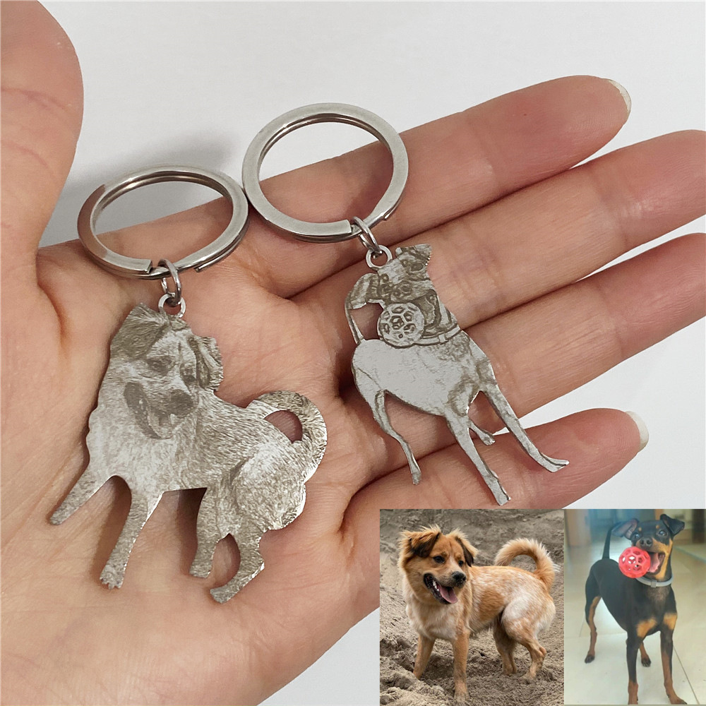 custom dog portrait keychain personalized pet photo keychain