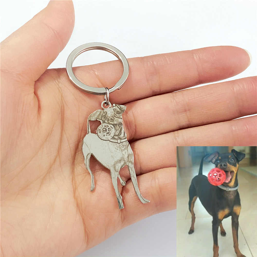 custom dog portrait keychain personalized pet photo keychain